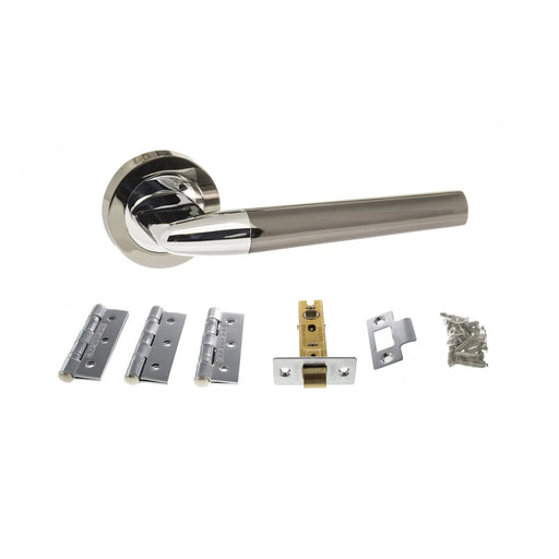 Atlantic Tennessee Door Pack Bundle (3" Latch, 3"x2" Hingesx3) - Black Nickel/Polished Chrome