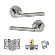 Atlantic Eco Ocean Door Handle Pack (Latch Set - 2.5" CE Latch, 3" Fire Rated Hinges x3) - Satin Chrome/Polished Chrome
