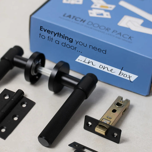 Atlantic Old English Wrexham Door Handle Pack (Bathroom Set - 3" CE Bathroom Lock, 3" Fire Rated Hinges x3) - Matt Antique Brass