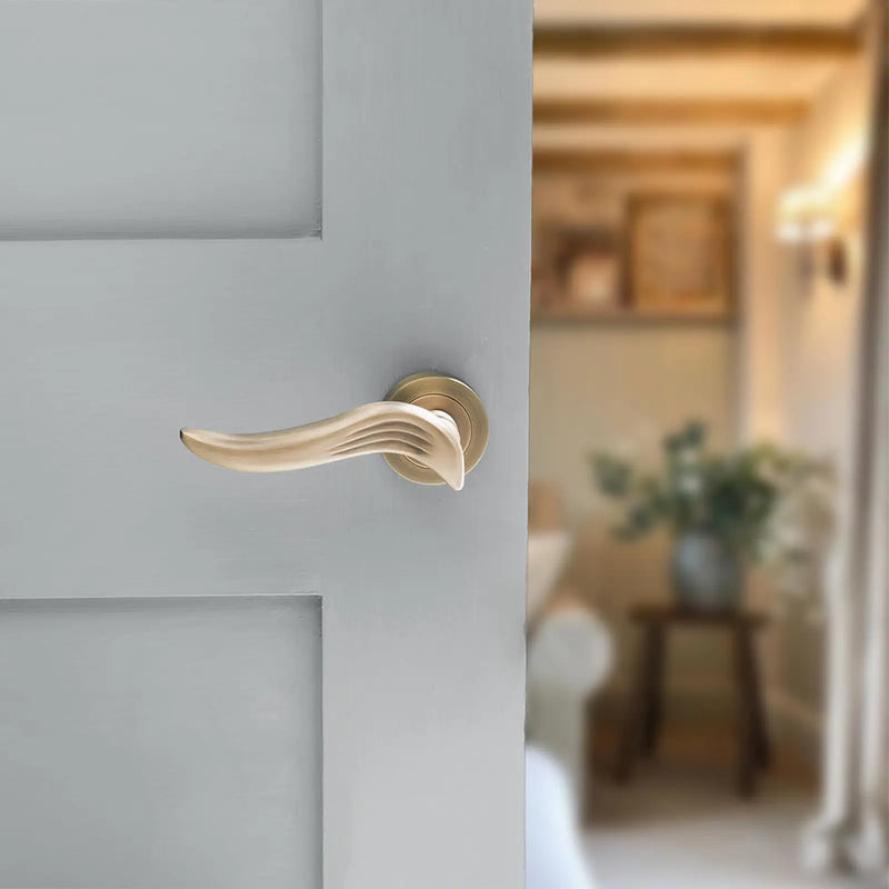 Atlantic Old English Oxford Door Handle Pack (Bathroom Set - 3" CE Bathroom Lock, 4" Fire Rated Hinges x3) - Matt Antique Brass