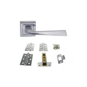 Atlantic STATUS California Door Handle Pack (Latch Set - 3" CE Latch, 3" Fire Rated Hinges x3) - Satin Chrome