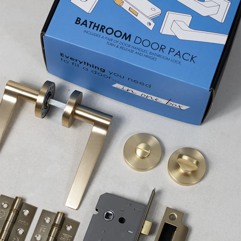 Atlantic Senza Pari Crystal Door Handle Pack (Euro Lock Set - 3" CE Sashlock, 4" Fire Rated Hinges x3) - Polished Chrome