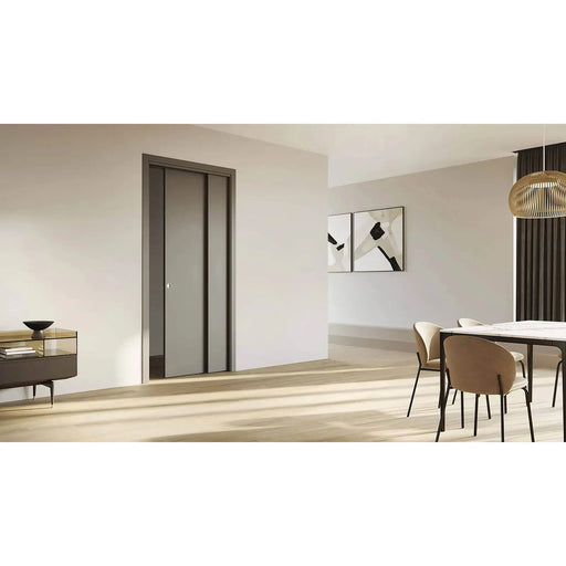 Atlantic SPECIAL ORDER Ermetika Staffetta Telescopic Pocket Door System 826x2040 Door 180mm WT - Raw Wood Jambs