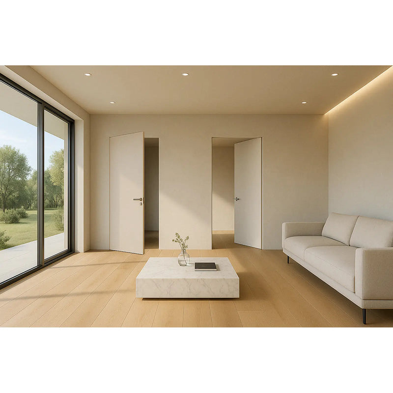 Atlantic Ermetika xREVERx Flush Hidden Door System with 813x1964mm White Primed Door - Satin Chrome Latch/Bathroom Accessories