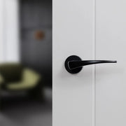 Atlantic Forme Foglia Lever Door Handle on Minimal Round Rose - Matt Black