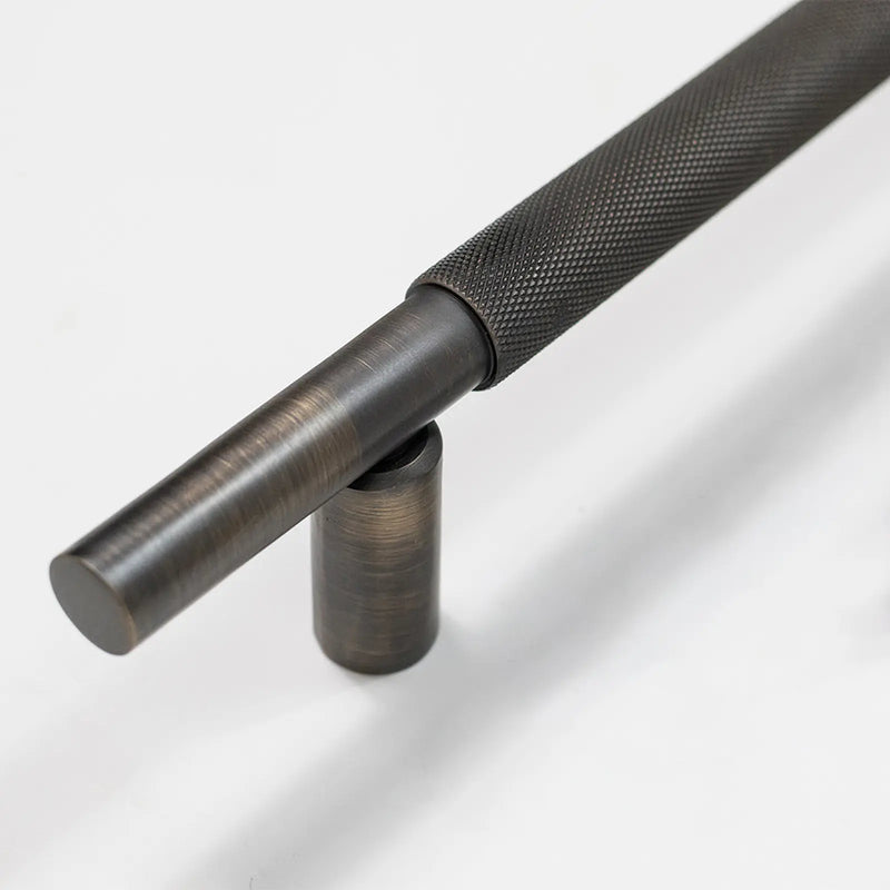 Atlantic Millhouse Brass Thomson Knurled Cabinet Pull Handle 225mm CTC x 20mm - Urban Bronze