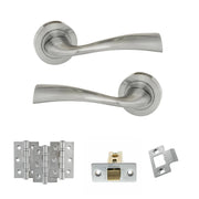 Atlantic Eco Wave Door Handle Pack (Latch Set - 2.5" CE Latch, 3" Fire Rated Hinges x3)