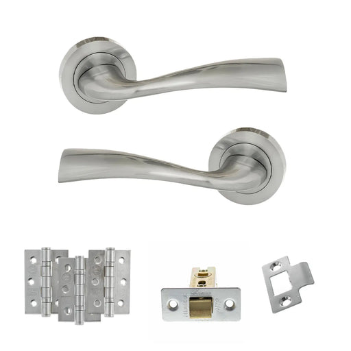 Atlantic Eco Wave Door Handle Pack (Latch Set - 2.5" CE Latch, 3" Fire Rated Hinges x3)