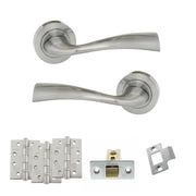 Atlantic Eco Wave Door Handle Pack (Latch Set - 2.5" CE Latch, 4" Fire Rated Hinges x3)