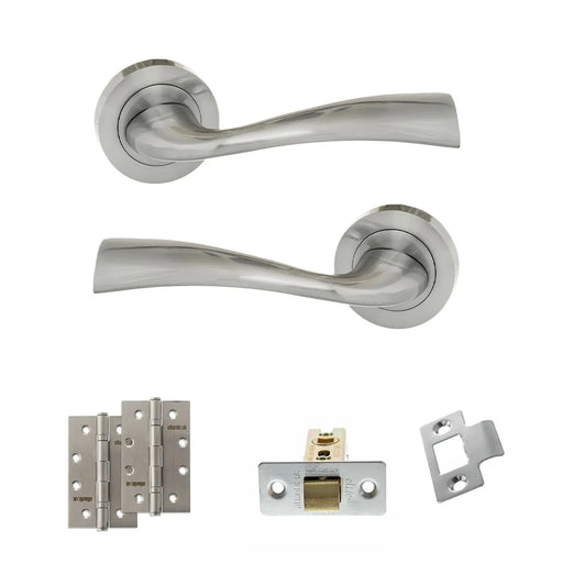 Atlantic Eco Wave Door Handle Pack (Latch Set - 2.5" CE Latch, 4" Slim Knuckle Hinges x2)