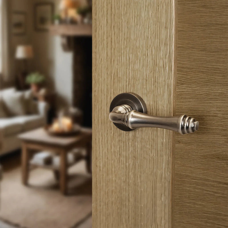 Atlantic Old English Durham Door Handle Pack (3 Lever Lock Set - 2.5" CE Sashlock, 4" Fire Rated Hinges x3)