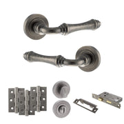 Atlantic Old English Durham Door Handle Pack (Bathroom Set - 2.5" CE Bathroom Lock, 3" Fire Rated Hinges x3)