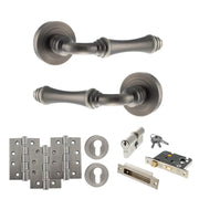 Atlantic Old English Durham Door Handle Pack (Euro Lock Set - 2.5" CE Sashlock, 4" Fire Rated Hinges x3)