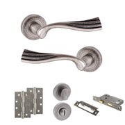 Atlantic Old English Richmond Door Handle Pack (Bathroom Set - 3" CE Bathroom Lock, 4" Slim Knuckle Hinges x2)