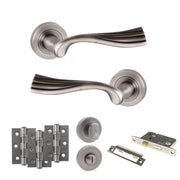 Atlantic Old English Richmond Door Handle Pack (Bathroom Set - 3" CE Bathroom Lock, 3" Fire Rated Hinges x3)
