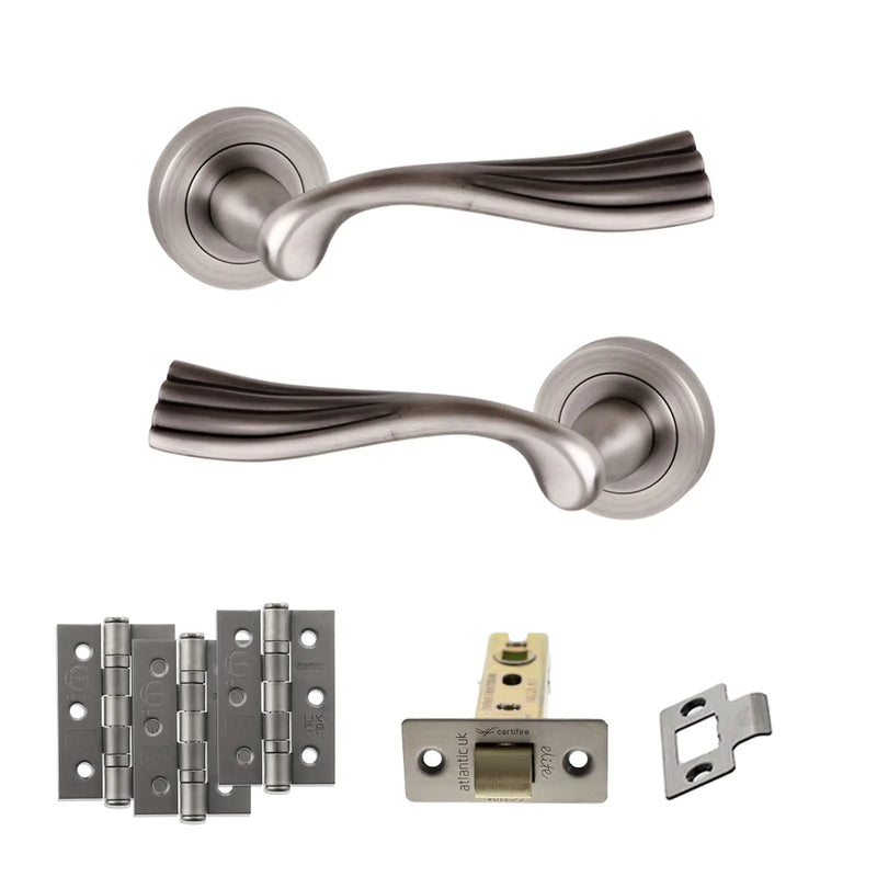 Atlantic Old English Richmond Door Handle Pack (Latch Set - 2.5" CE Latch, 3" Fire Rated Hinges x3)