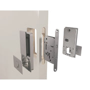 Atlantic AGB Wave Flush Pocket Door Handle & Bathroom Lock Set