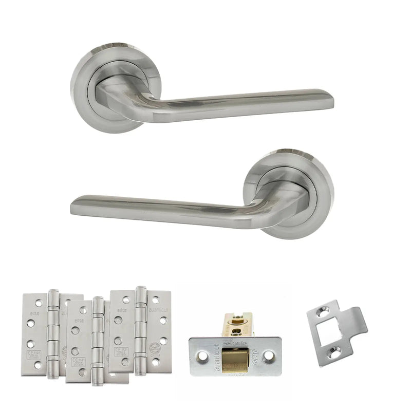 Atlantic Eco Surf Door Handle Pack (Latch Set - 2.5" CE Latch, 4" Fire Rated Hinges x3)