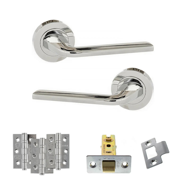 Atlantic Eco Surf Door Handle Pack (Latch Set - 3" CE Latch, 3" Fire Rated Hinges x3)