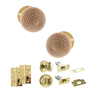 Atlantic Old English Bridlington Door Knob Pack (Bathroom Set - 3" Deadbolt, 4" Slim Knuckle Hinges x2)