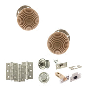 Atlantic Old English Bridlington Door Knob Pack (Bathroom Set - 3" Deadbolt, 3" Fire Rated Hinges x3)