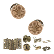 Atlantic Old English Bridlington Door Knob Pack (Bathroom Set - 4" Deadbolt, 4" Fire Rated Hinges x3)