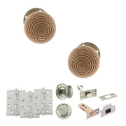 Atlantic Old English Bridlington Door Knob Pack (Bathroom Set - 4" Deadbolt, 4" Fire Rated Hinges x3)