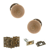 Atlantic Old English Bridlington Door Knob Pack (Latch Set - 4" HD Latch, 3" Fire Rated Hinges x3)