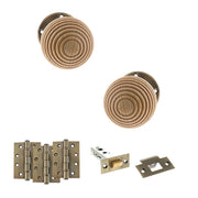 Atlantic Old English Bridlington Door Knob Pack (Latch Set - 4" HD Latch, 4" Fire Rated Hinges x3)