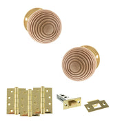 Atlantic Old English Bridlington Door Knob Pack (Latch Set - 4" HD Latch, 4" Fire Rated Hinges x3)