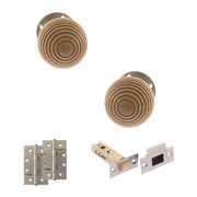 Atlantic Old English Bridlington Door Knob Pack (Latch Set - 4" HD Latch, 4" Slim Knuckle Hinges x2)