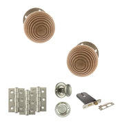 Atlantic Old English Bridlington Door Knob Pack (Lock Set - Horizontal Bathlock, 3" Fire Rated Hinges x3)