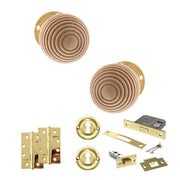 Atlantic Old English Bridlington Door Knob Pack (Lock Set - 3" Latch & Deadlock, 4" Slim Knuckle Hinges x2)