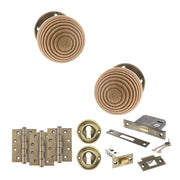 Atlantic Old English Bridlington Door Knob Pack (Lock Set - 3" Latch & Deadlock, 4" Fire Rated Hinges x3)