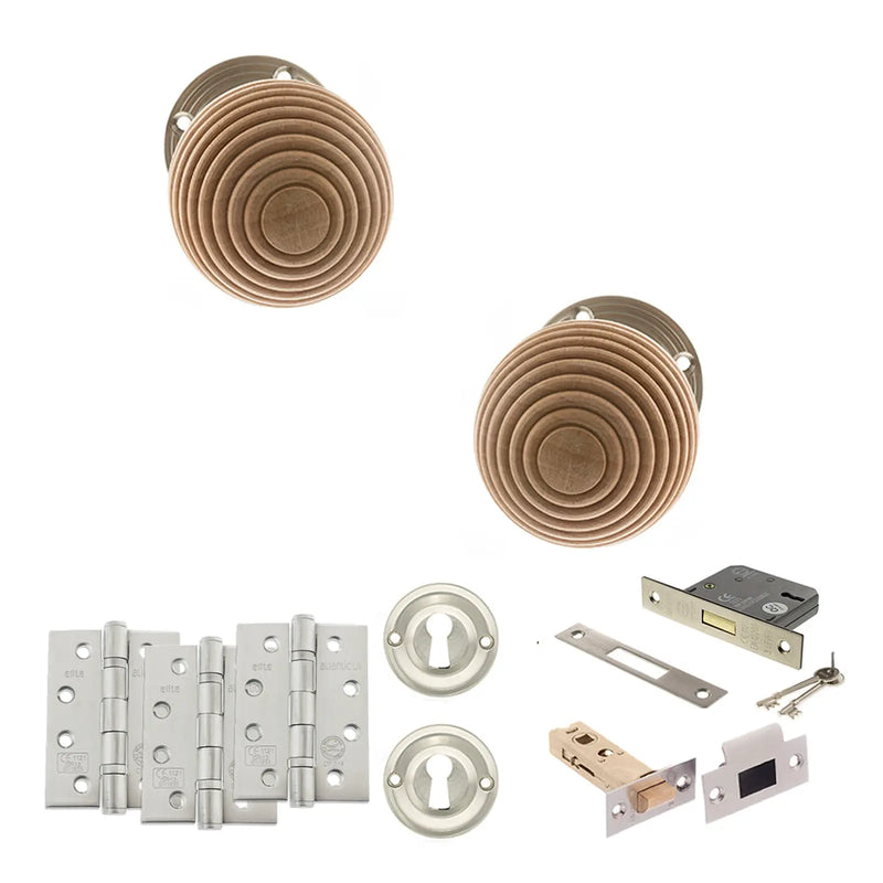 Atlantic Old English Bridlington Door Knob Pack (Lock Set - 3" Latch & Deadlock, 4" Fire Rated Hinges x3)