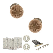 Atlantic Old English Bridlington Door Knob Pack (Lock Set - Horizontal Sashlock, 4" Fire Rated Hinges x3)