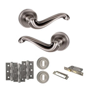 Atlantic Old English Colchester Door Handle Pack (3 Lever Lock Set - 3" CE Sashlock, 3" Fire Rated Hinges x3)