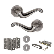 Atlantic Old English Colchester Door Handle Pack (3 Lever Lock Set - 2.5" CE Sashlock, 3" Fire Rated Hinges x3)