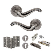 Atlantic Old English Colchester Door Handle Pack (Euro Lock Set - 2.5" CE Sashlock, 3" Fire Rated Hinges x3)