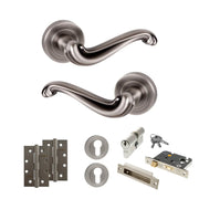Atlantic Old English Colchester Door Handle Pack (Euro Lock Set - 2.5" CE Sashlock, 4" Slim Knuckle Hinges x2)