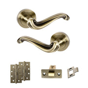Atlantic Old English Colchester Door Handle Pack (Latch Set - 3" CE Latch, 4" Slim Knuckle Hinges x2)