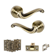 Atlantic Old English Colchester Door Handle Pack (Latch Set - 2.5" CE Latch, 3" Fire Rated Hinges x3)