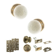 Atlantic Old English Skipton Door Knob Pack (Bathroom Set - 4" Deadbolt, 4" Slim Knuckle Hinges x2)