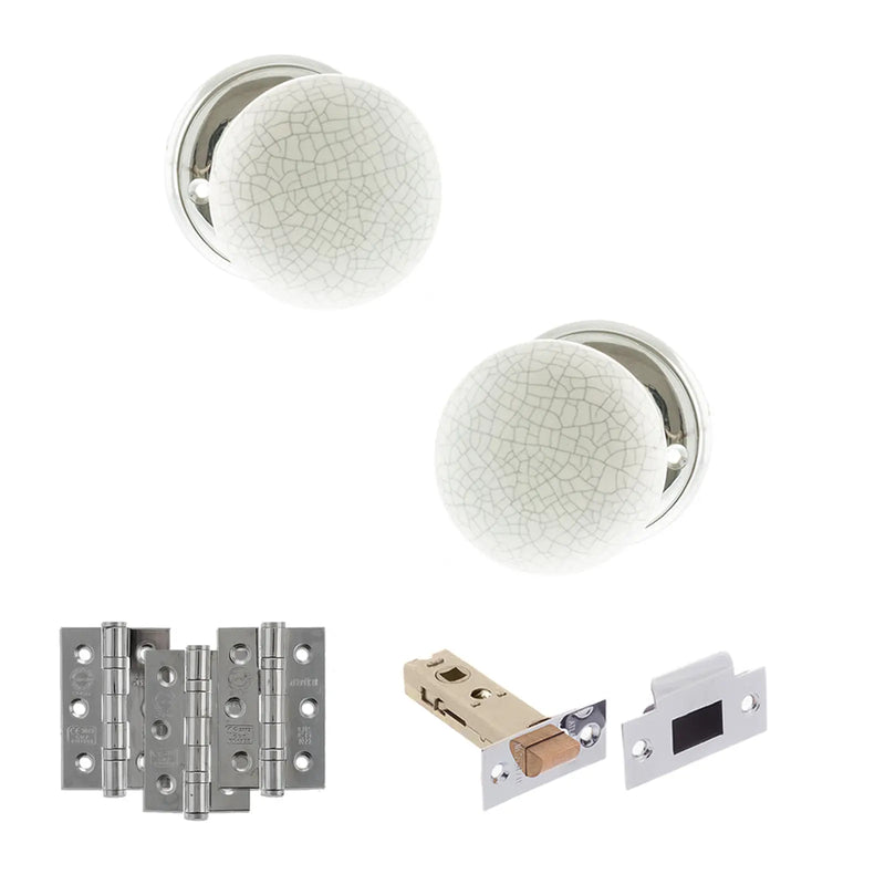 Atlantic Old English Skipton Door Knob Pack (Latch Set - 3" HD Latch, 3" Fire Rated Hinges x3)