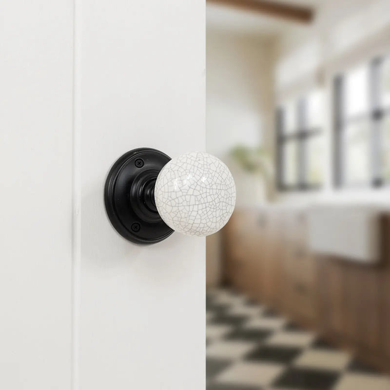 Atlantic Old English Skipton Door Knob Pack (Latch Set - 3" HD Latch, 3" Fire Rated Hinges x3)