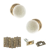 Atlantic Old English Skipton Door Knob Pack (Latch Set - 3" HD Latch, 4" Fire Rated Hinges x3)