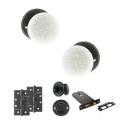 Atlantic Old English Skipton Door Knob Pack (Lock Set - Horizontal Bathlock, 4" Slim Knuckle Hinges x2)
