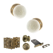 Atlantic Old English Skipton Door Knob Pack (Lock Set - Horizontal Bathlock, 3" Fire Rated Hinges x3)