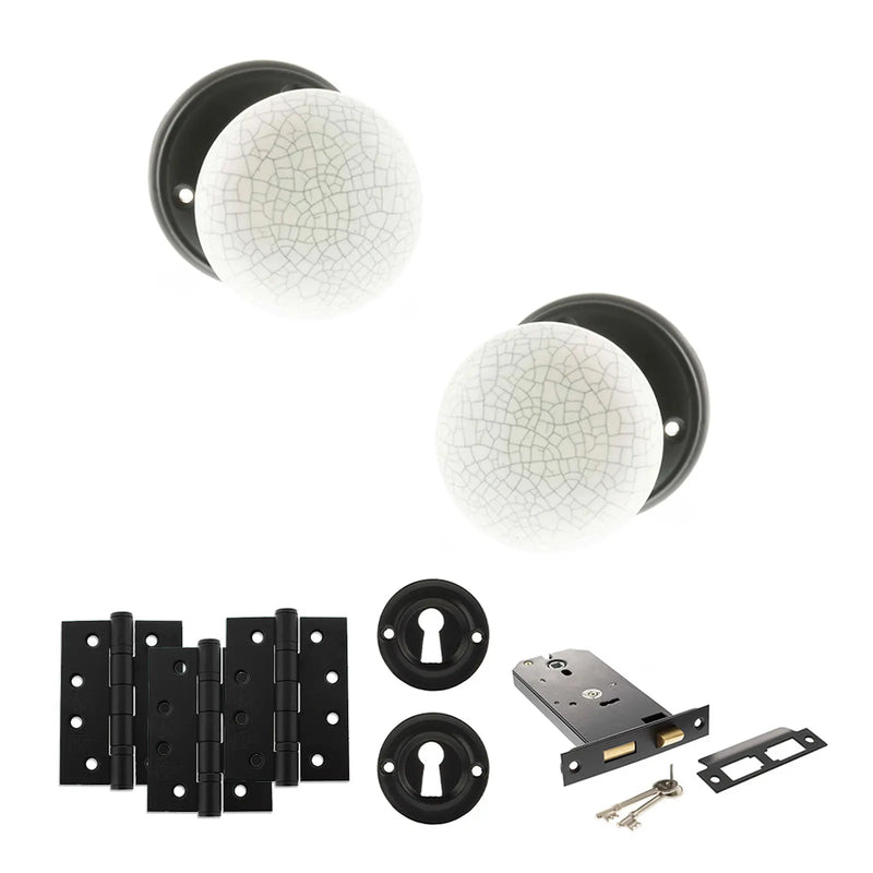 Atlantic Old English Skipton Door Knob Pack (Lock Set - Horizontal Sashlock, 4" Fire Rated Hinges x3)