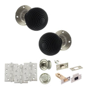 Atlantic Old English Whitby Door Knob Pack (Bathroom Set - 3" Deadbolt, 4" Fire Rated Hinges x3)